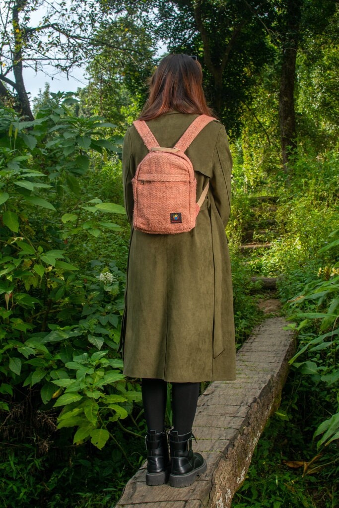 Small Handmade Hemp Backpack , Minimalistic Bag , Festival Backpack , Eco Friendly , Hippie Backpack , Mini Travel Backpack