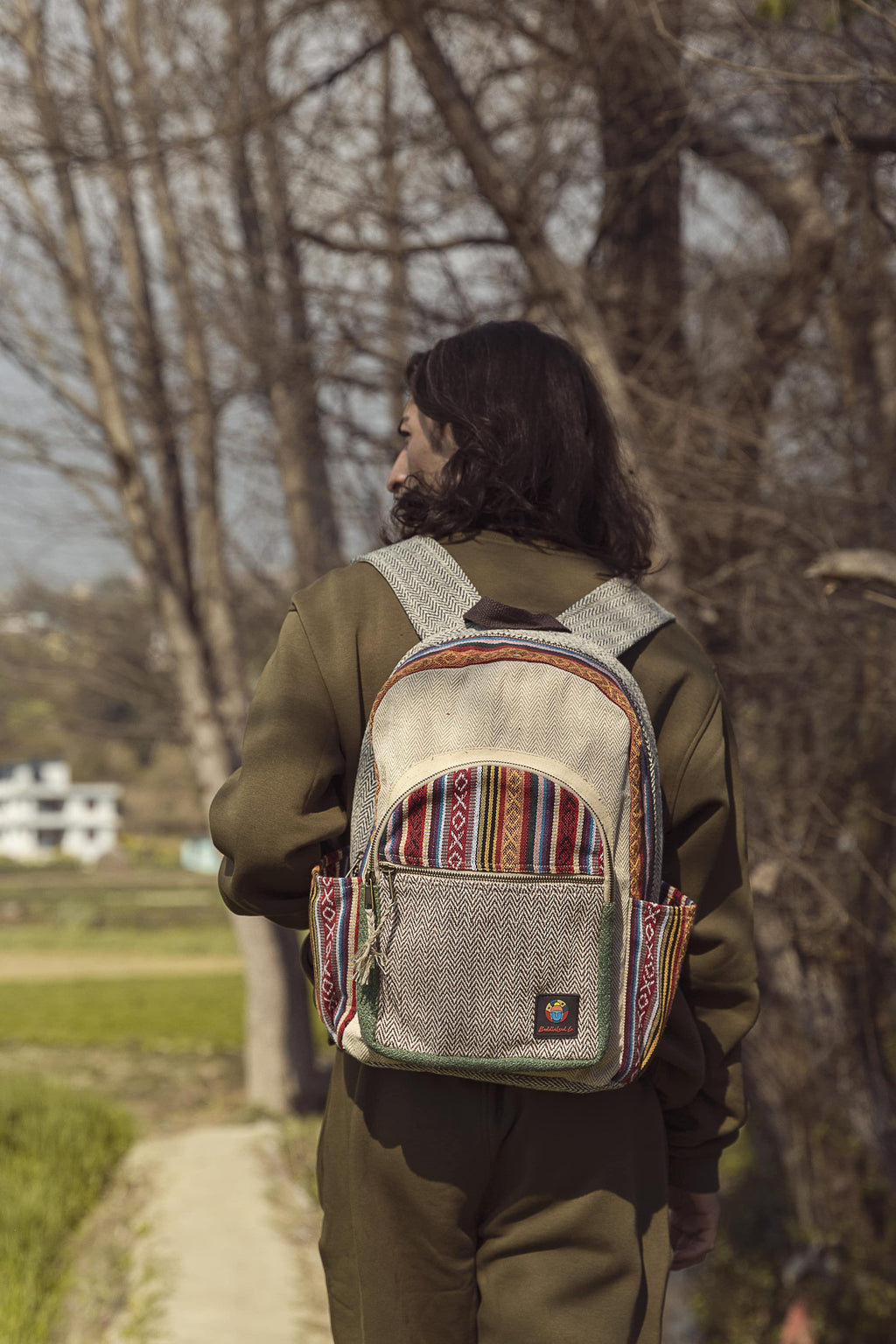 LARGE Himalayan Hemp Backpack with LAPTOP POCKET Nepal Fair Trade Hiking Boho Bag Hippi Backpack Christmas Gift Birthday Gift Cute Backpacks
