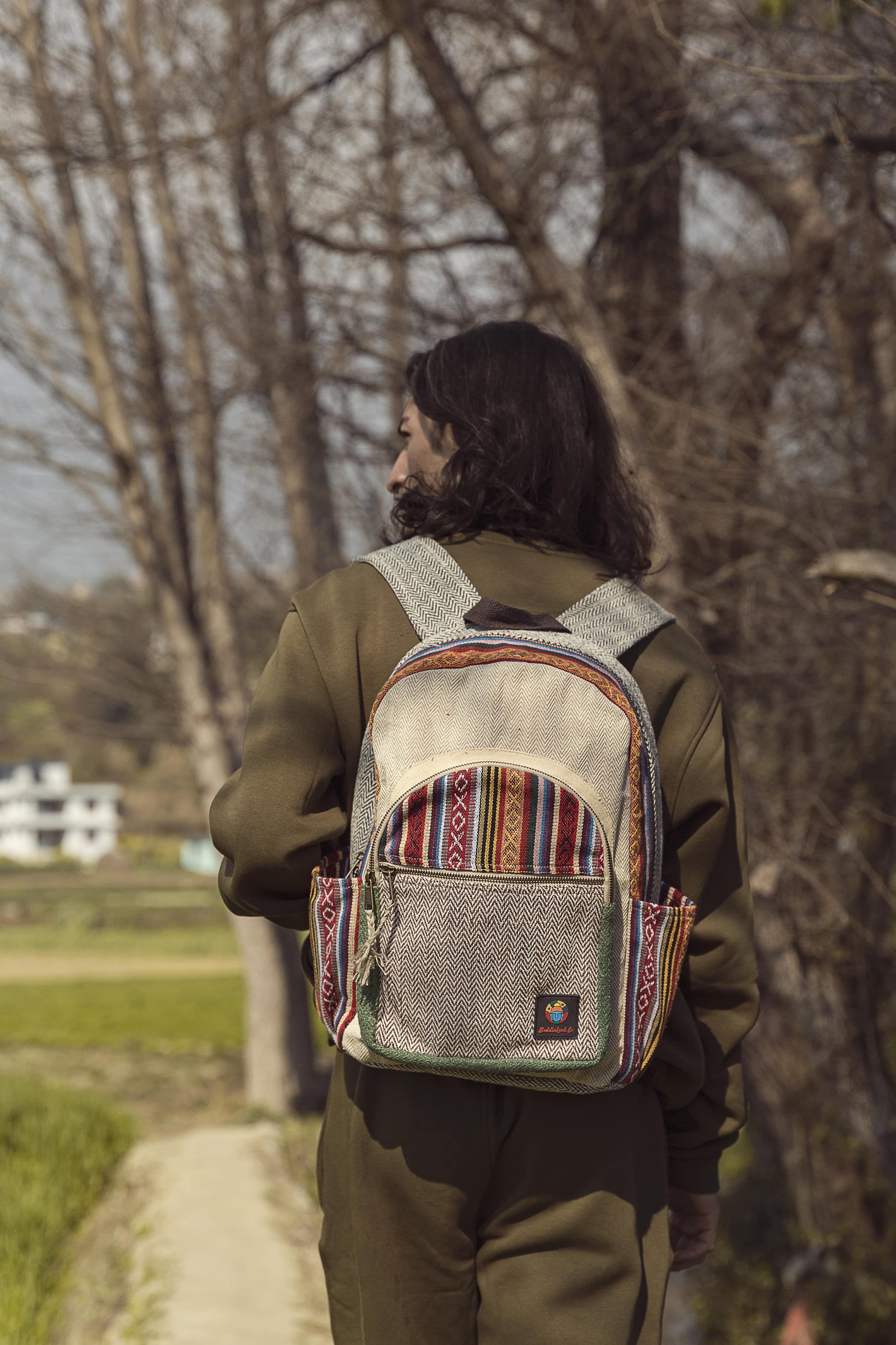 LARGE Himalayan Hemp Backpack with LAPTOP POCKET Nepal Fair Trade Hiking Boho Bag Hippi Backpack Christmas Gift Birthday Gift Cute Backpacks