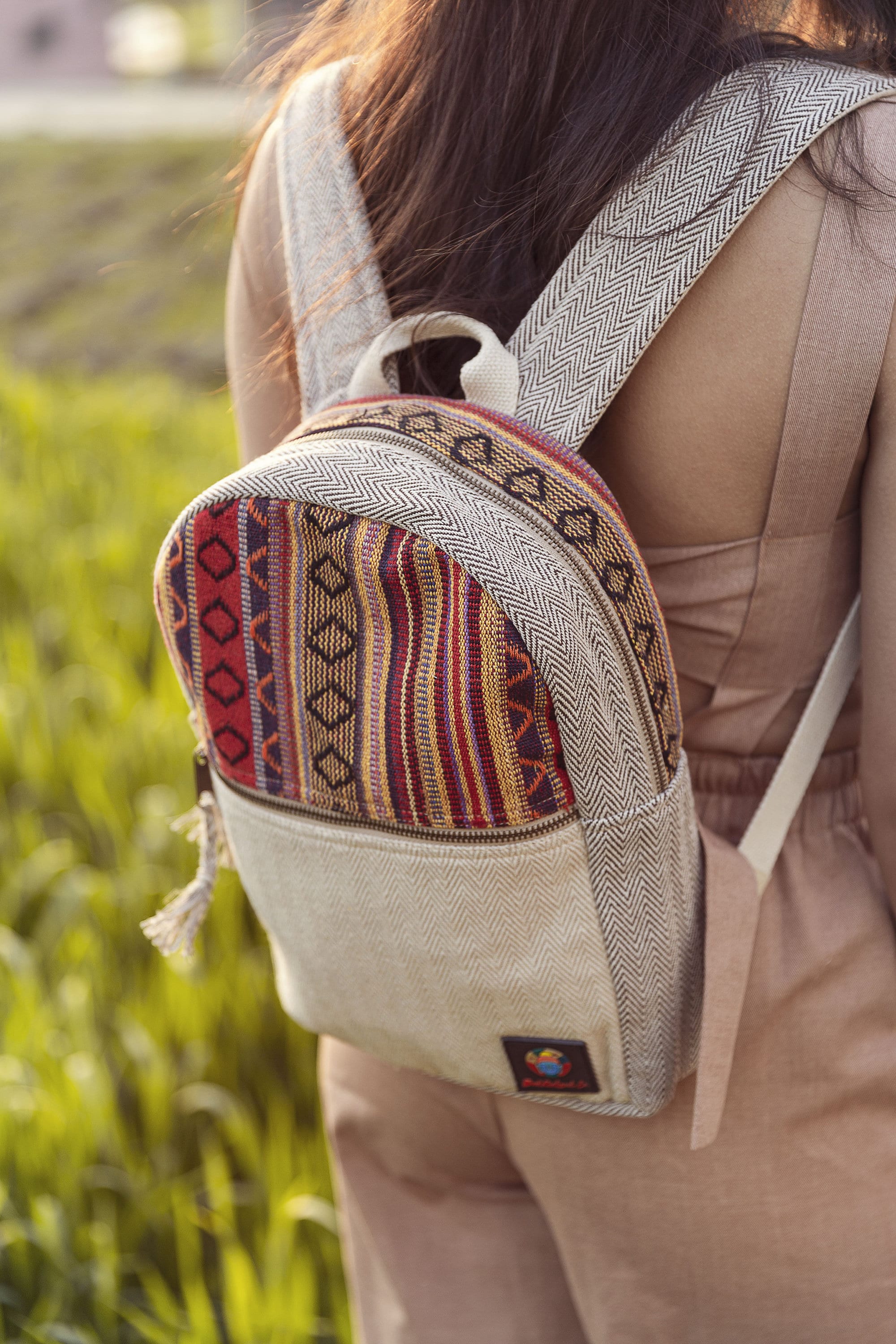 Handmade Hemp Backpack Medium Hemp Bag Travel Bag Women For Festival Bag Hippie Bag For Festival Minimalistic Travel Bag