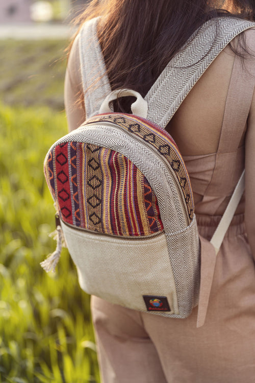 Handmade Hemp Backpack Medium Hemp Bag Travel Bag Women For Festival Bag Hippie Bag For Festival Minimalistic Travel Bag