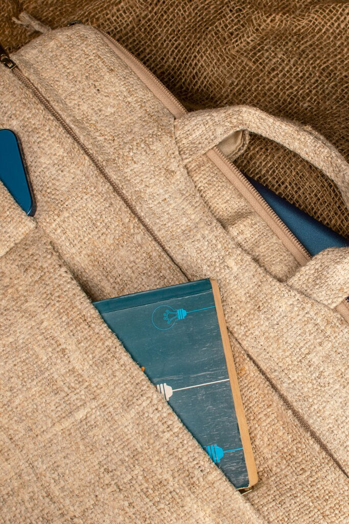 Handmade Hemp Laptop Bag with Adjustable Shoulder Strap, Fits up to 16 inch Laptop Case MacBook, Laptop Sleeve For Work Bag Fathers Day Gift