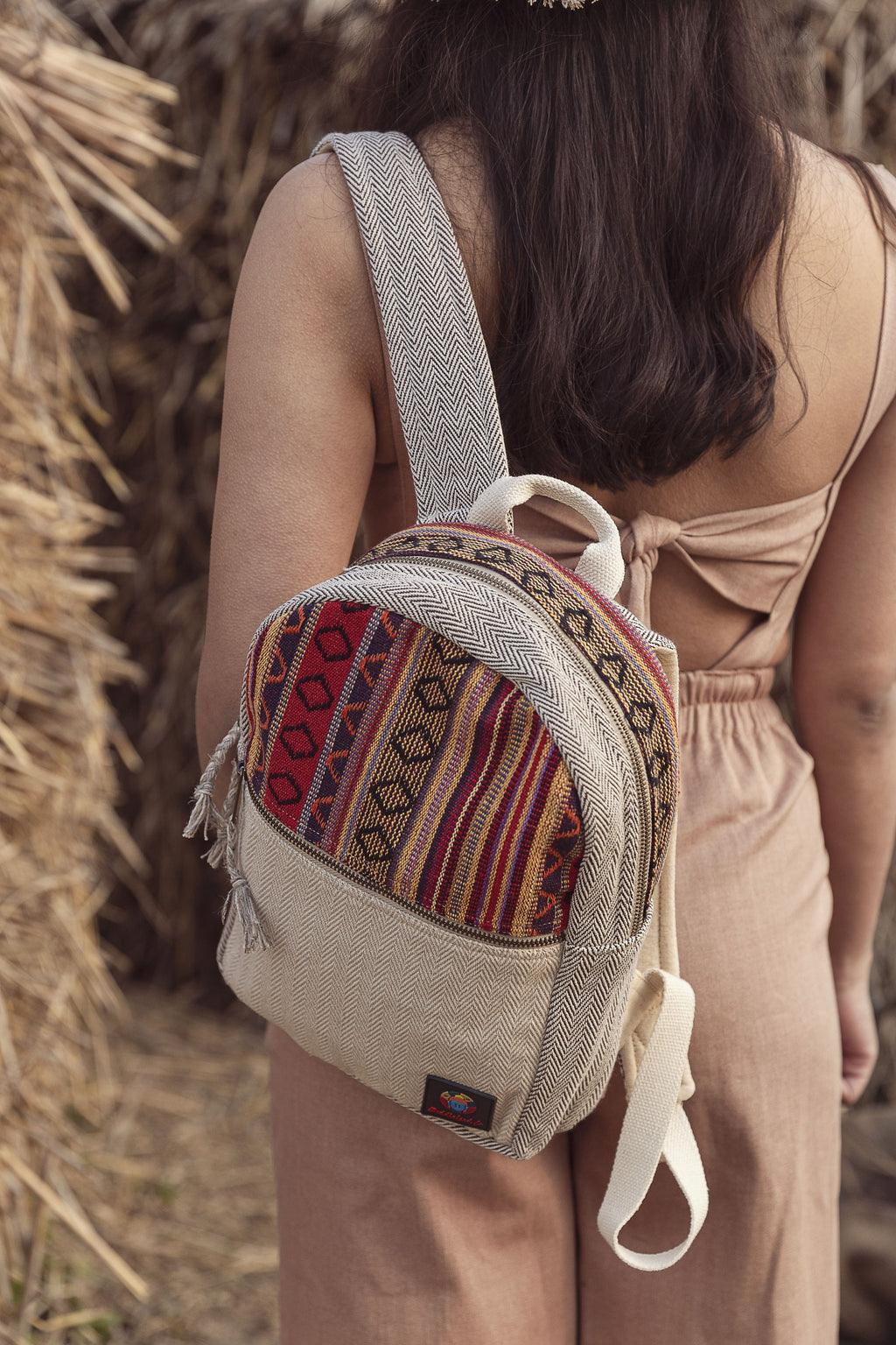 Handmade Hemp Backpack Medium Hemp Bag Travel Bag Women For Festival Bag Hippie Bag For Festival Minimalistic Travel Bag