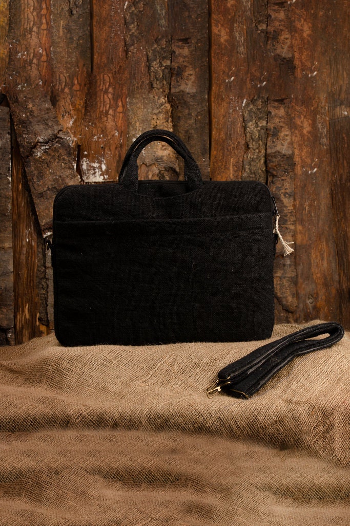Handmade Hemp Laptop Bag with Adjustable Shoulder Strap, Fits up to 16 inch Laptop Case MacBook, Laptop Sleeve For Work Bag Fathers Day Gift