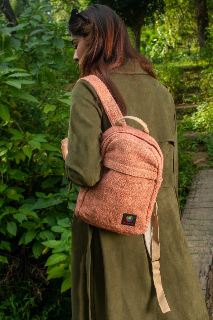 Small Handmade Hemp Backpack , Minimalistic Bag , Festival Backpack , Eco Friendly , Hippie Backpack , Mini Travel Backpack