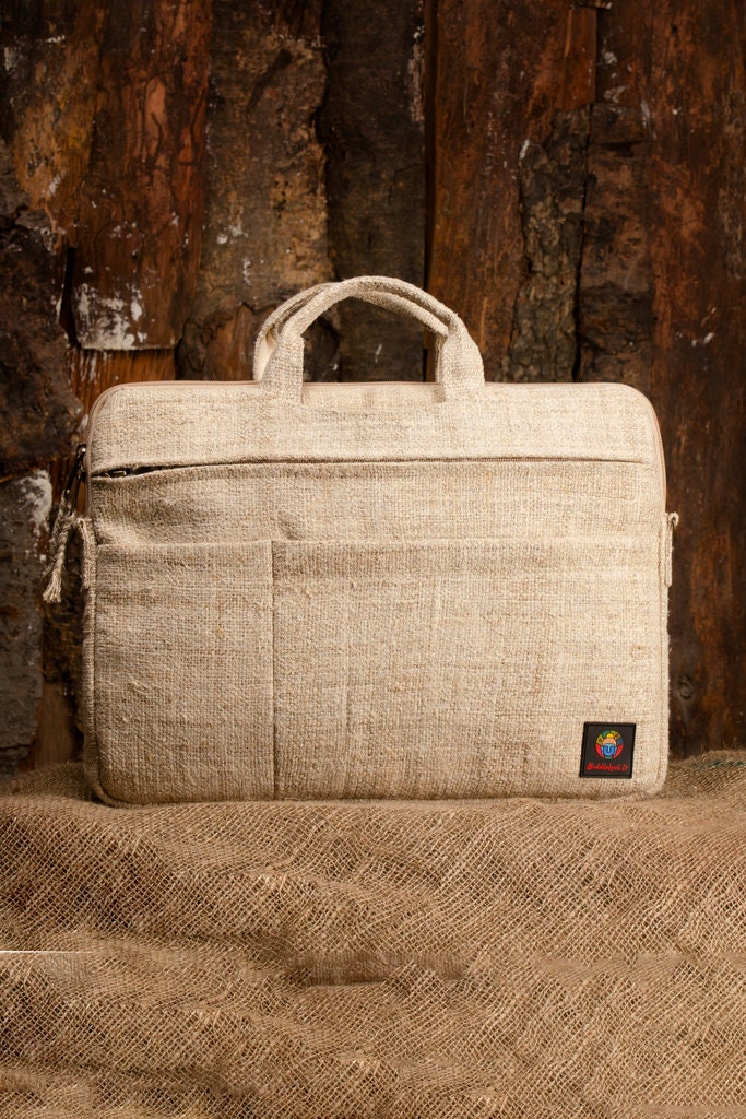 Handmade Hemp Laptop Bag with Adjustable Shoulder Strap, Fits up to 16 inch Laptop Case MacBook, Laptop Sleeve For Work Bag Fathers Day Gift