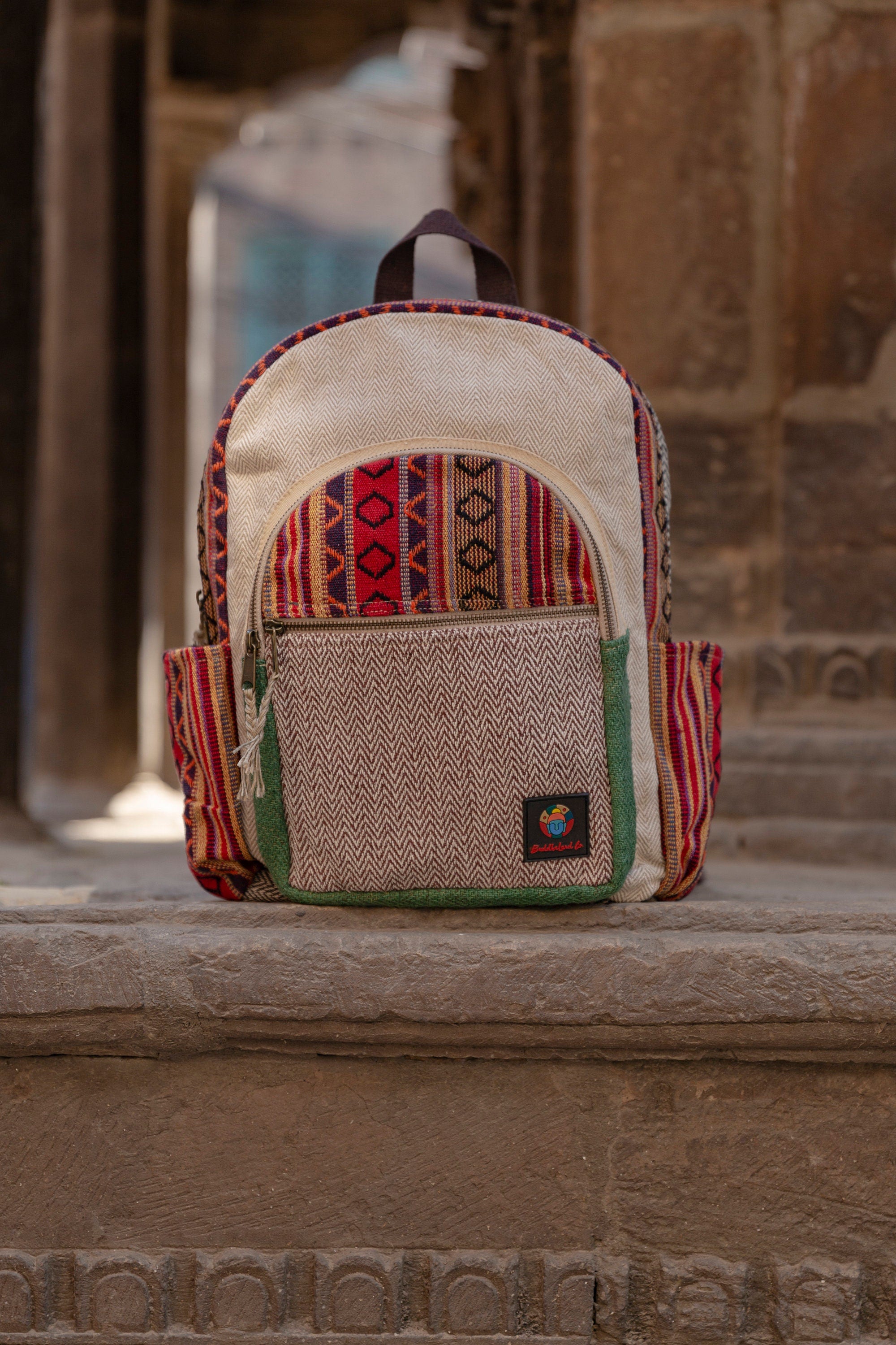 LARGE Himalayan Hemp Backpack with LAPTOP POCKET Nepal Fair Trade Hiking Boho Bag Hippi Backpack Christmas Gift Birthday Gift Cute Backpacks