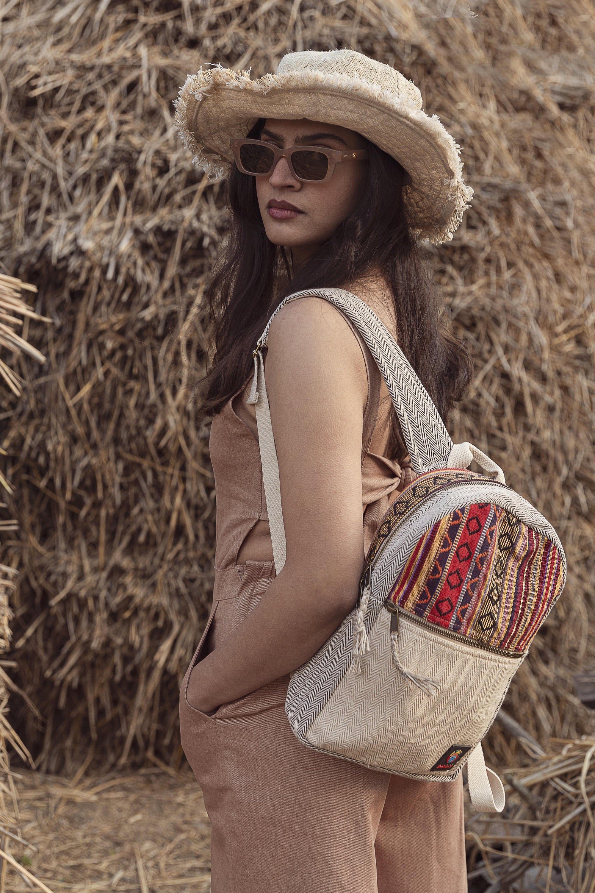 Handmade Hemp Backpack Medium Hemp Bag Travel Bag Women For Festival Bag Hippie Bag For Festival Minimalistic Travel Bag