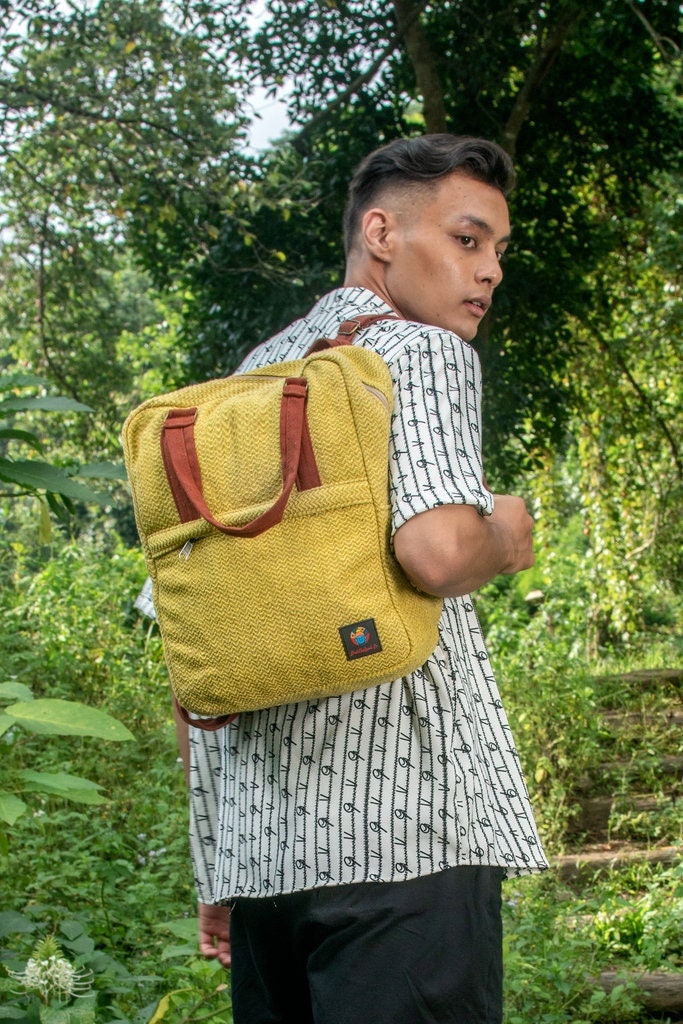 Handmade Hemp Large Backpack For Travel Backpack For Festival Backpack Hippie Backpack Eco Friendly Laptop Bag For Adult Minimalistic Bag