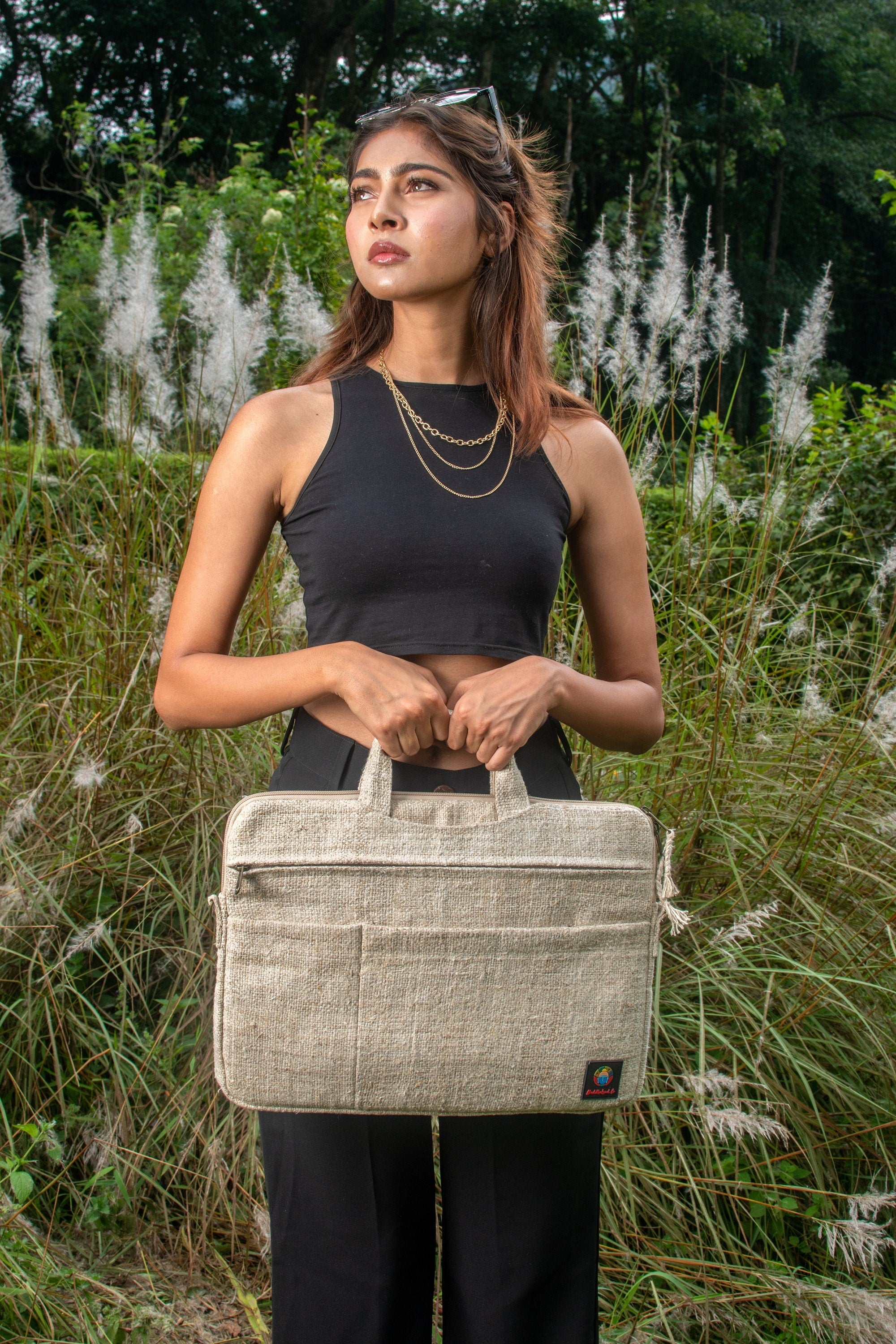 Handmade Hemp Laptop Bag with Adjustable Shoulder Strap, Fits up to 16 inch Laptop Case MacBook, Laptop Sleeve For Work Bag Fathers Day Gift