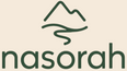 Logo of 'nasorah' with a mountain and snake design on a beige background
